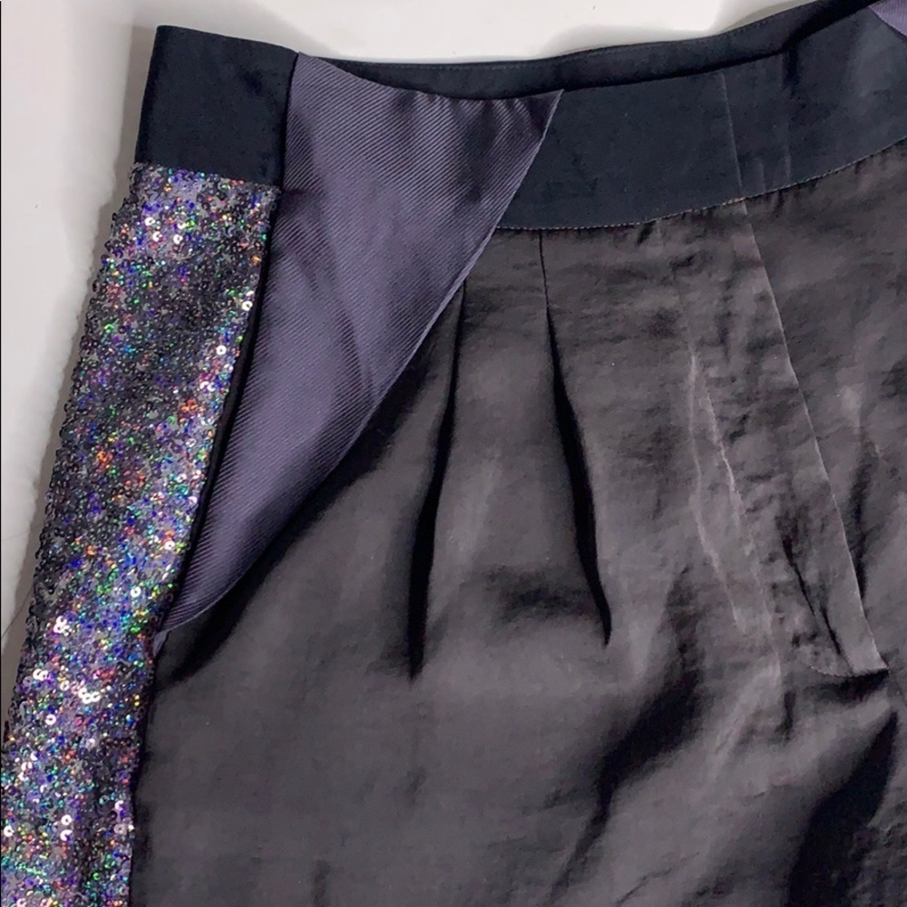 Rebecca Taylor Silk Pleated Sequin silver shimmer dress evening shorts 4 - Picture 5 of 11